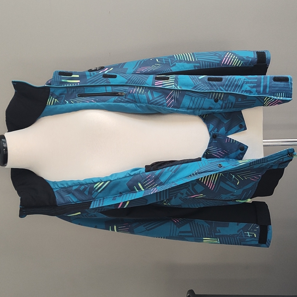 Obermeyer Teen Gage Radio Wave Patterned Hooded Ski/Snowboard Jacket Sz Teen XL - Picture 8 of 13